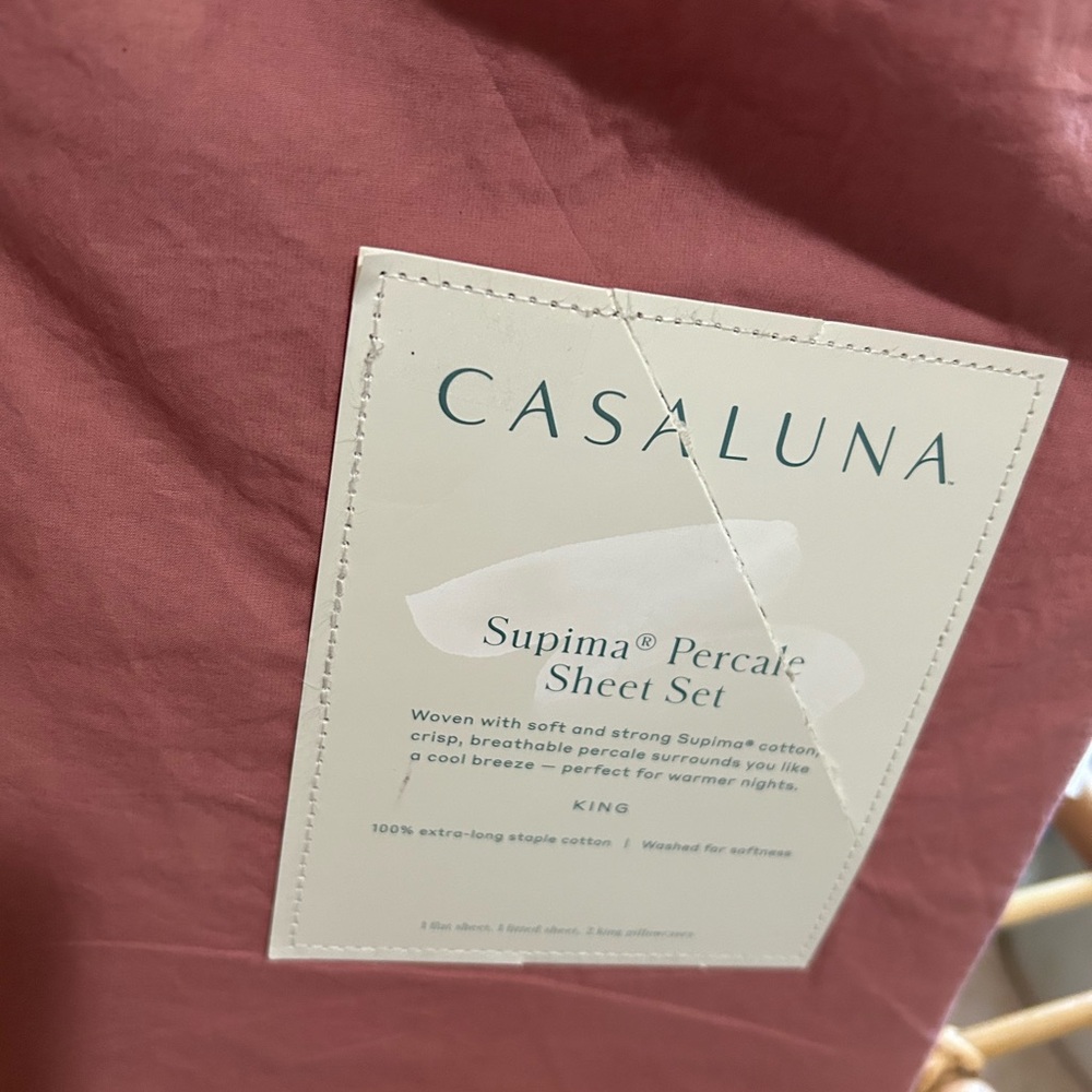 Casaluna King Washed Percale Solid Sheet Set Rose